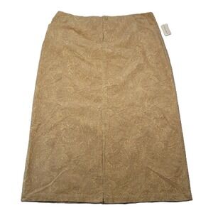 Falls Creek Paisley Skirt 22W Tan Corduroy Velvet A-Line Cottagecore Boho NEW